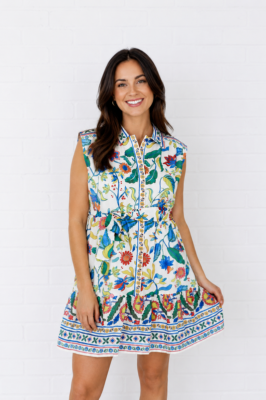 Joy Joy Placket Dress Festive Florals