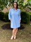 Jude Connally Finley Dress Pinstripe Periwinkle Southern Girl Chic Women's Boutique
