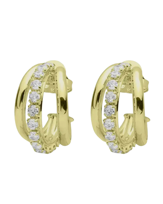 Shelia Fajl small triple hoops with cubic zirconia