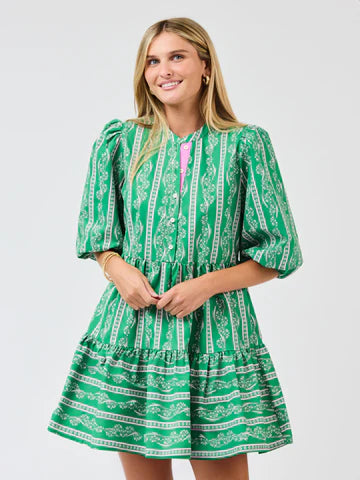 Mary Square Mini Dress Riley Garden Lace Green