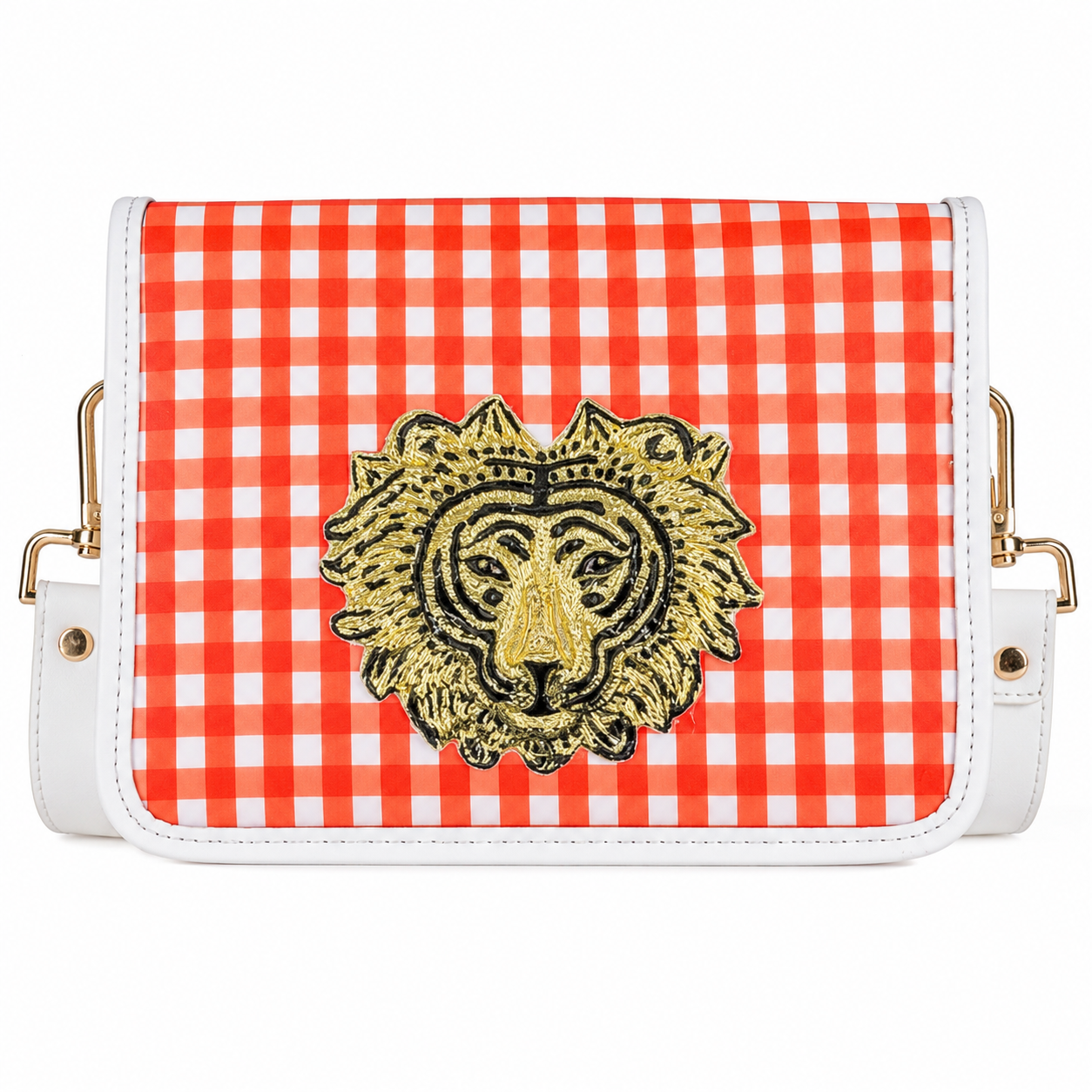 Orange Gingham Clear Stadium Bag With Tiger