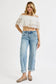 Risen High Rise Crop Barrel Ribbon Jeans