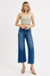 Risen Mid Rise Crop Wide With Front Patch Pocket Jeans