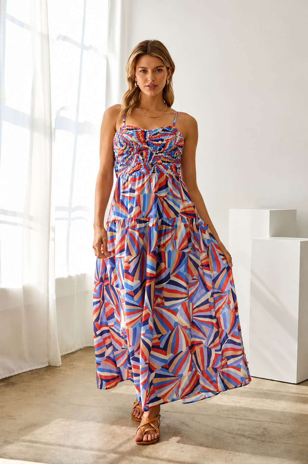 Printed Tiered Maxi Dress