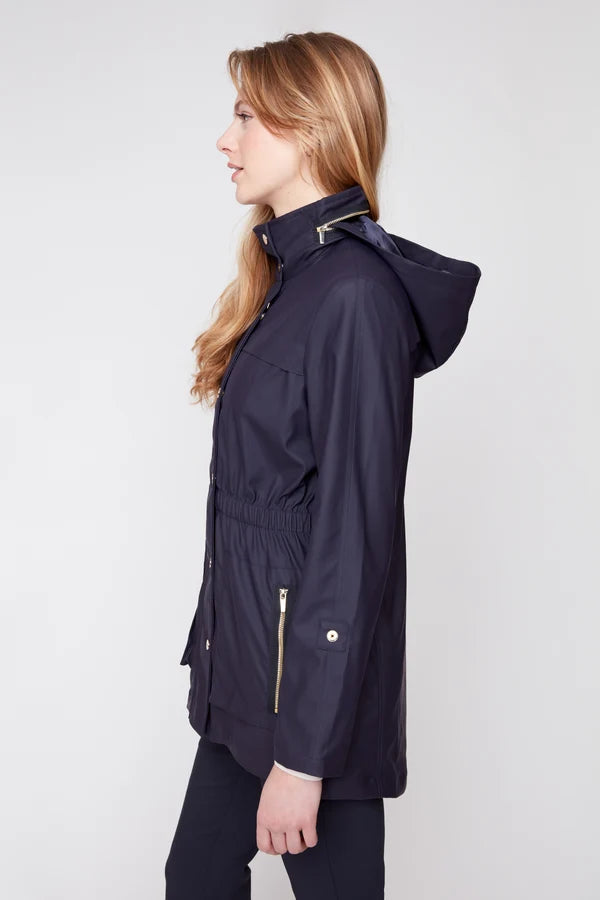 Renuar Waterproof Hooded Raincoat with Patch Pockets New Midnight