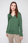Renuar Silky Satin Button Down Blouse Olive