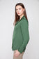 Renuar Silky Satin Button Down Blouse Olive