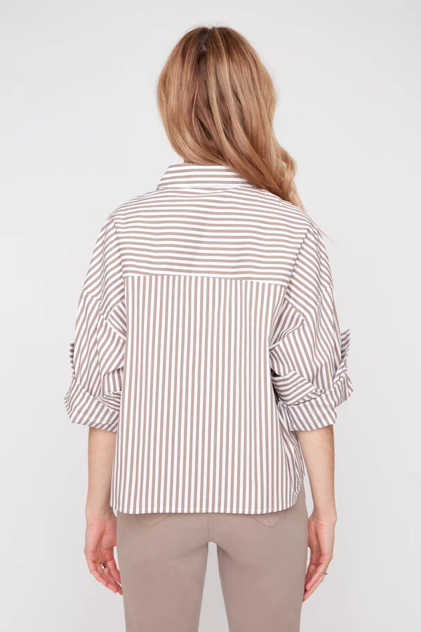 Renuar Striped Cotton Blouse Storm