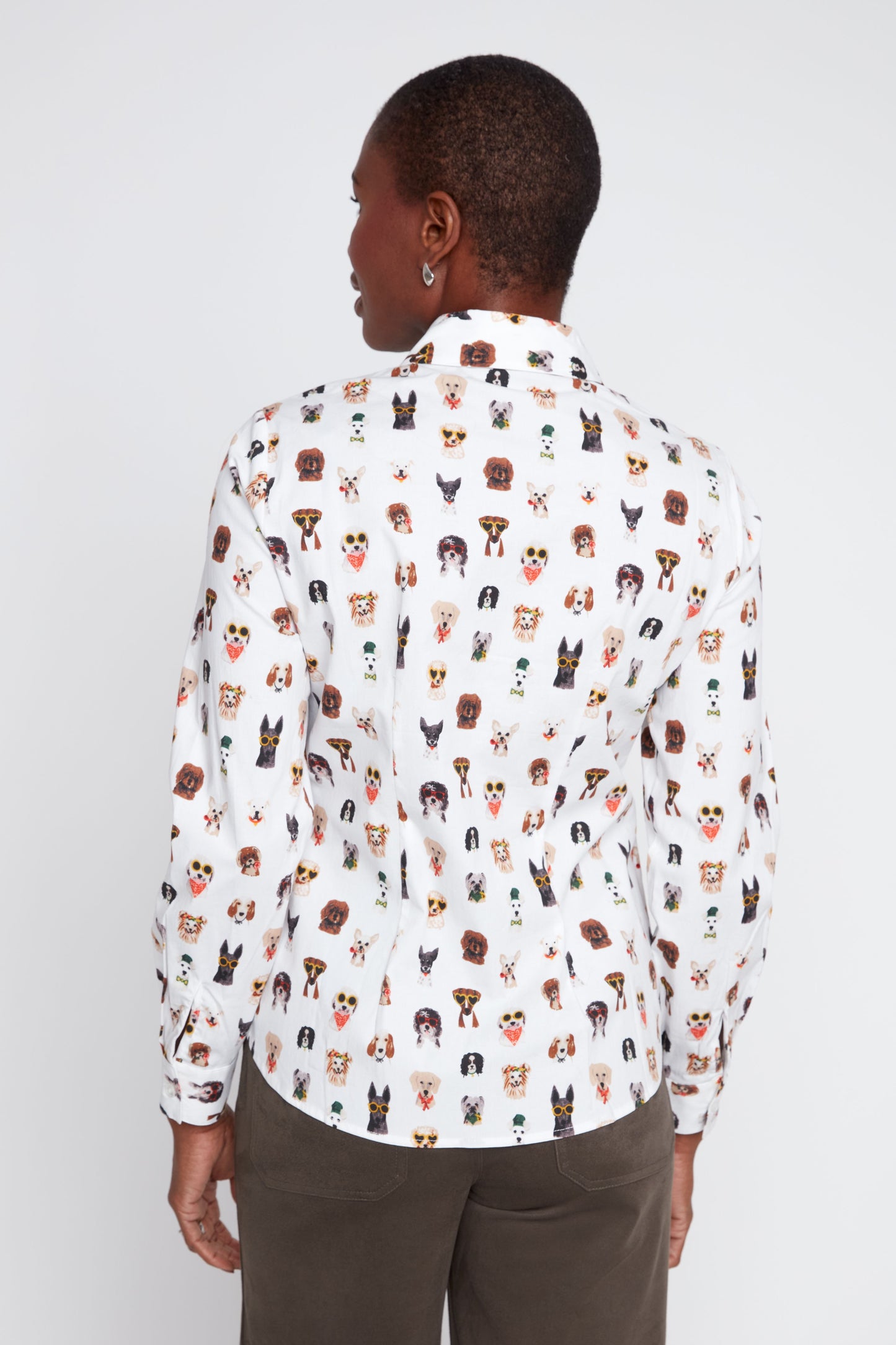 Renuar Animal Print Woven Button Down Blouse