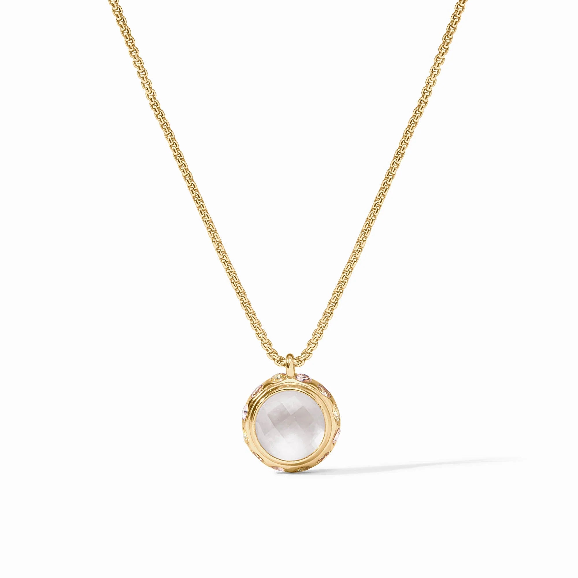 Julie Vos Rainbow Delicate Necklace Iridescent Clear Crystal