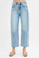 Risen High Rise Crop Barrel Adjustable Waist Band Jeans