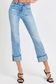 Risen High Rise Ankle Straight Cuffed Jeans Light Wash