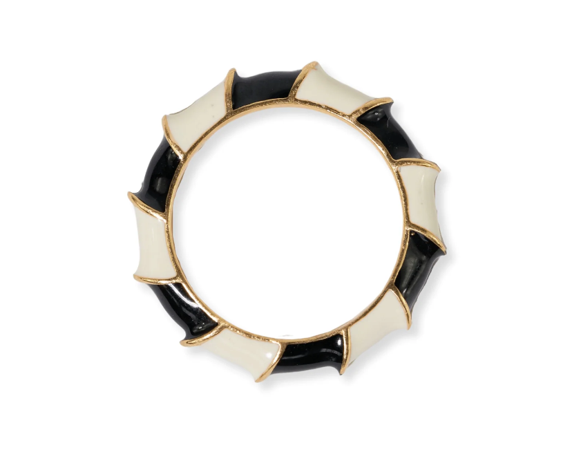 Ink + Alloy Paisley Twisted Coloblock Enamel Ring Black/White Black/White