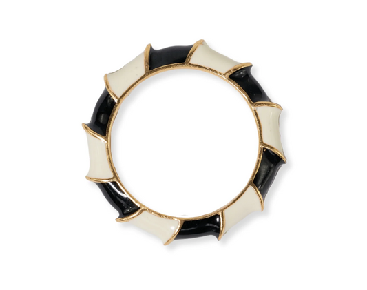 Ink + Alloy Paisley Twisted Coloblock Enamel Ring Black/White Black/White