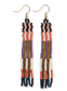 Ink + Alloy Melissa Alternating Two Color Grids Petite Beaded Fringe Earrings Citron + Coral