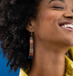 Ink + Alloy Melissa Alternating Two Color Grids Petite Beaded Fringe Earrings Citron + Coral