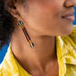 Ink + Alloy Melissa Alternating Two Color Grids Petite Beaded Fringe Earrings Greens + Rust
