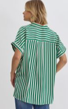 Striped Green Button Up Top