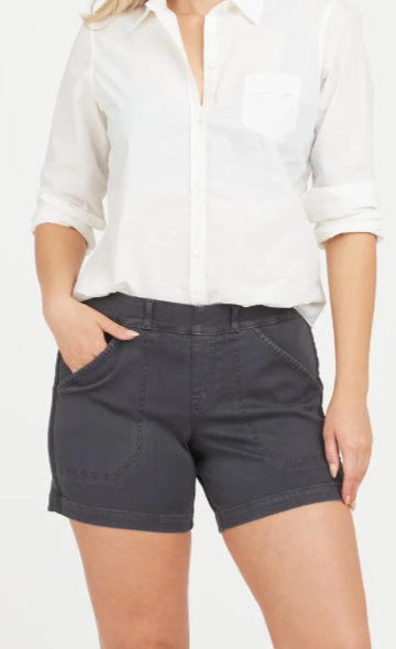 Spanx 6" Twill Short - Washed Black