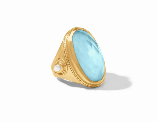 Julie Vos Cannes Statement Ring Iridescent Capri Blue