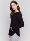 Long Sleeve Sweater with Back Eyelet Detail - Black