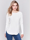 Long Sleeve Sweater with Back Eyelet Detail - Ecru