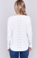 Long Sleeve Sweater with Back Eyelet Detail - Ecru