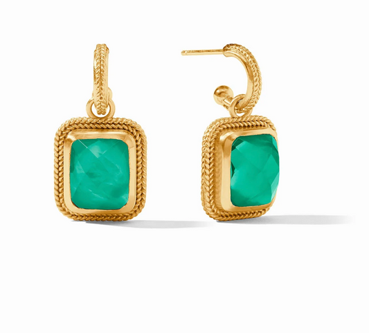 Julie Vos Cheval Hoop & Charm Earring Iridescent Emerald Green