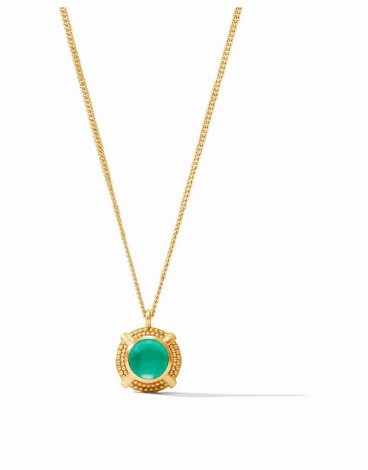 Julie Vos Cabochon Solitaire Necklace Iridescent Emerald Green