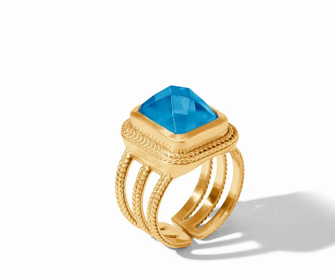 Julie Vos Cheval Statement Ring Iridescent London Blue