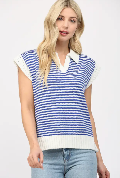 Striped V-neck Sweater Vest