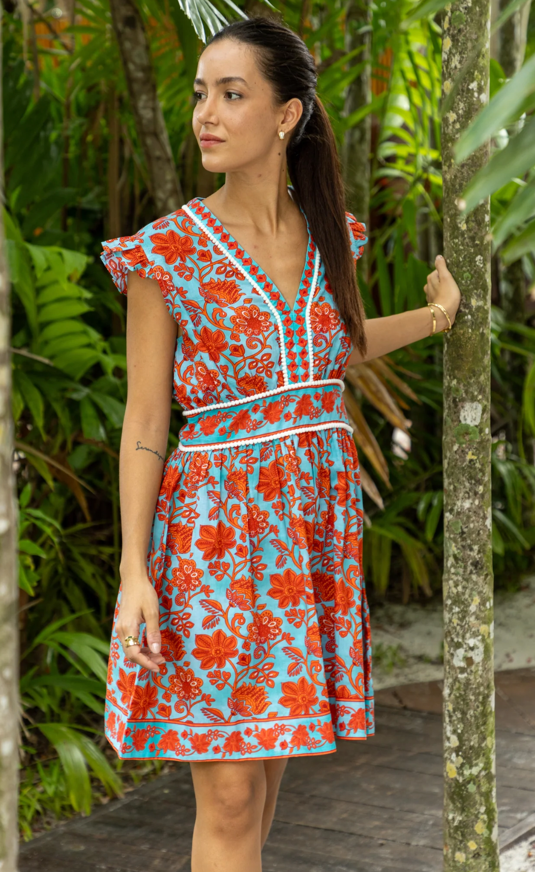 Bindu Mini Celine Dress Ruby/Blue