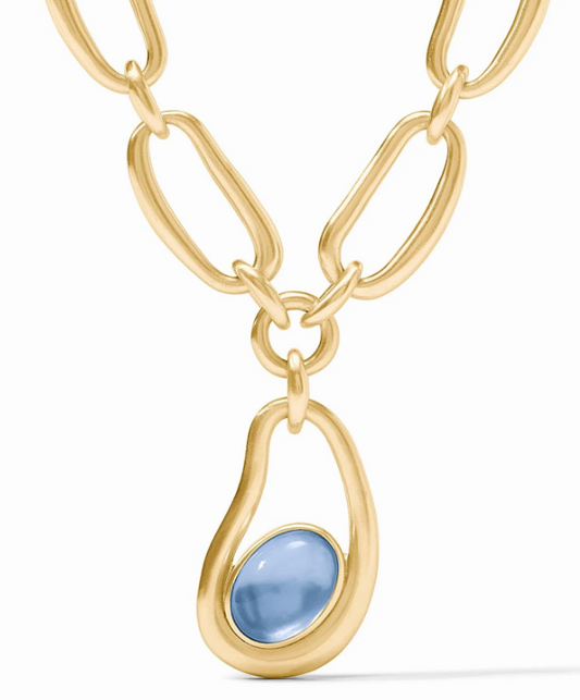 Julie Vos Wave Stone Statement Necklace Iridescent Chalcedony