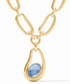 Julie Vos Wave Stone Statement Necklace Iridescent Chalcedony