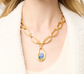 Julie Vos Wave Stone Statement Necklace Iridescent Chalcedony