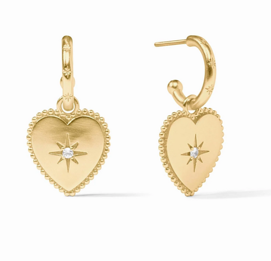 Julie Vos Heart Hoop & Charm Earring Cubic Zirconia