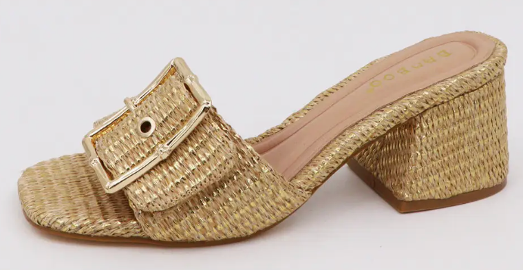 Gold Raffia Heel