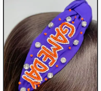 Game Day' Embellished Headbands - Purple & Orange