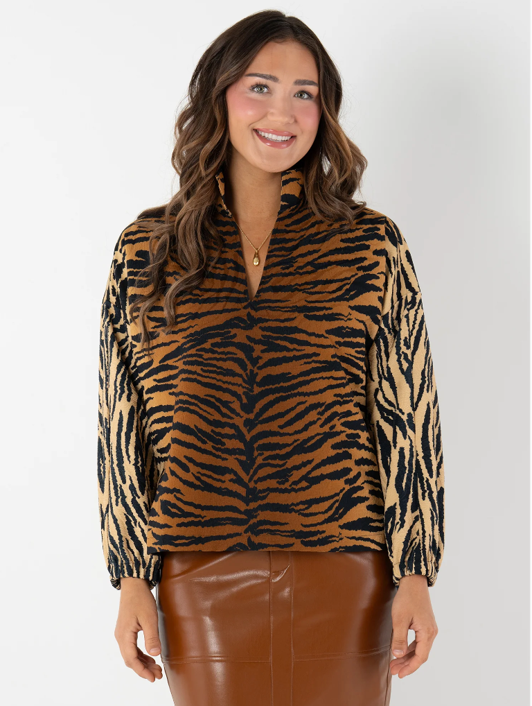 Emily McCarthy Long Sleeve Poppy Tiger Jacquard
