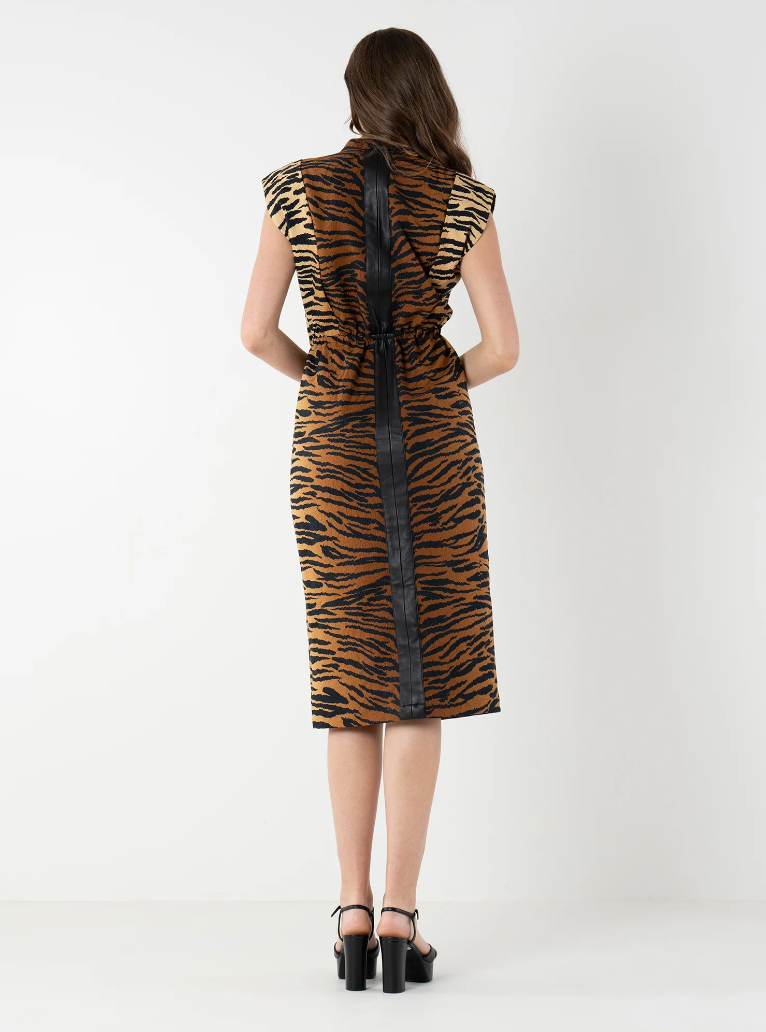 Emily McCarthy Meme Dress Tiger Jacquard