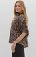 High Collar V Neck Top Wine Mocha Leopard
