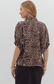 High Collar V Neck Top Wine Mocha Leopard