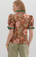 Shoulder Puff Sleeve Blouse Brown Floral