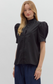 Puff Shoulder Button Up Blouse Black