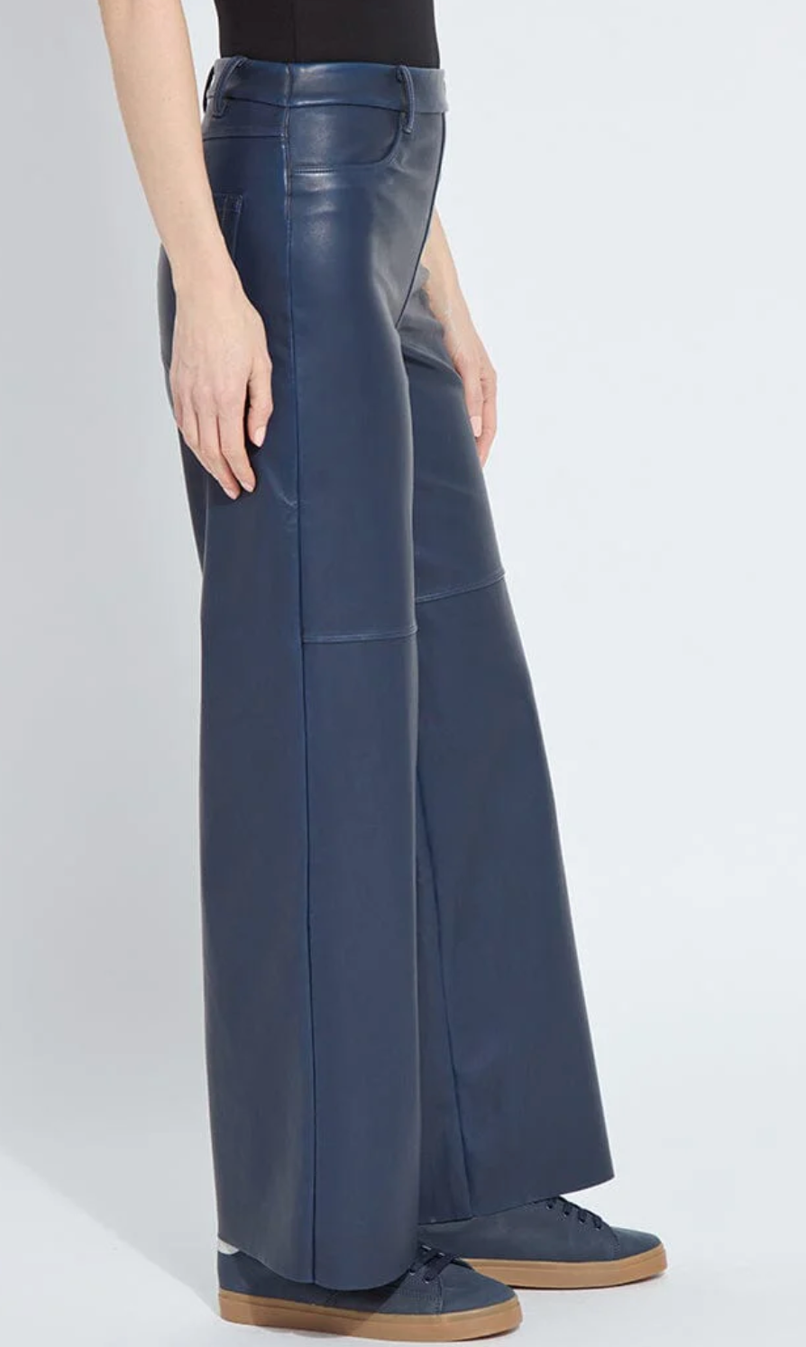 Lysse Cortina Hi Waist Wide Leg Vegan Leather Deep Blue
