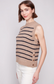 Charlie B Striped Sleeveless Sweater Vest - Heather Camel