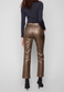 Charlie B Slim Leg Metallic Wax Twill Pants- Copper