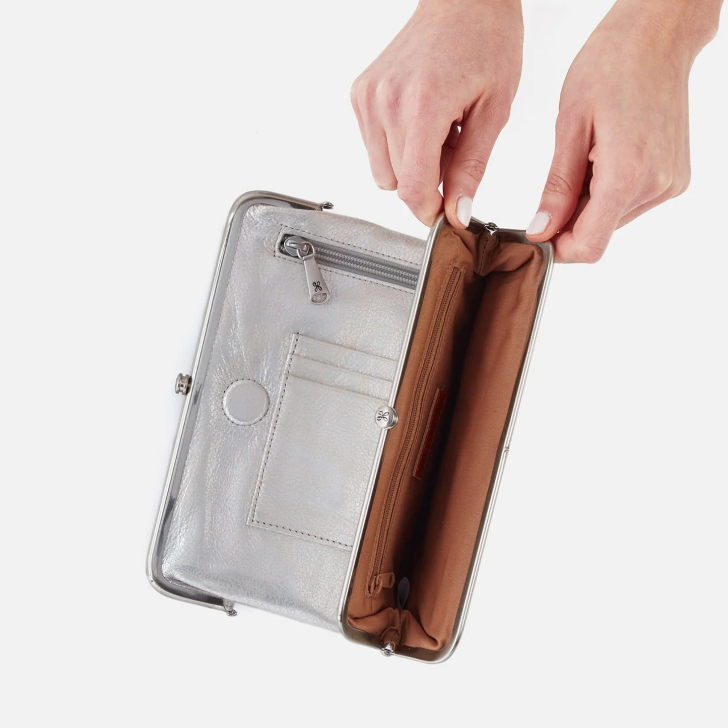 Hobo Lauren Clutch Wallet Silver