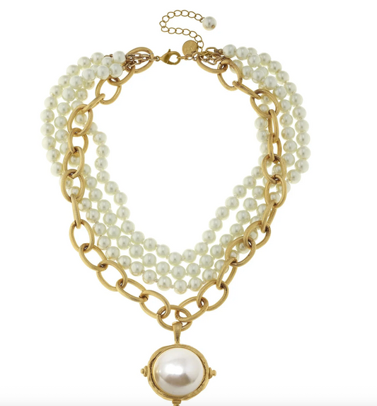 Susan Shaw Pearl Cab Multi-Strand Pearl Necklace