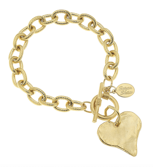 Susan Shaw Gold Heart Toggle Bracelet